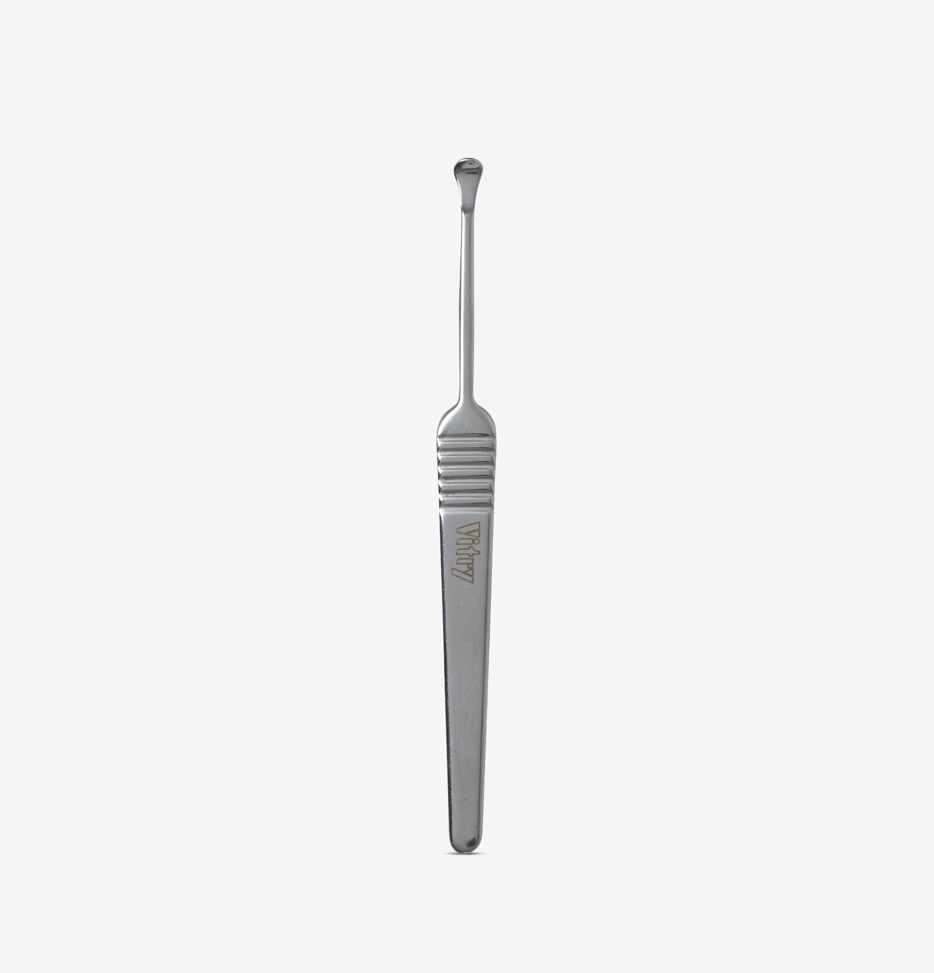 Cure-oreille de sécurité inox Vitry avec spatule arrondie pour un nettoyage doux et précis. Réf. 1088