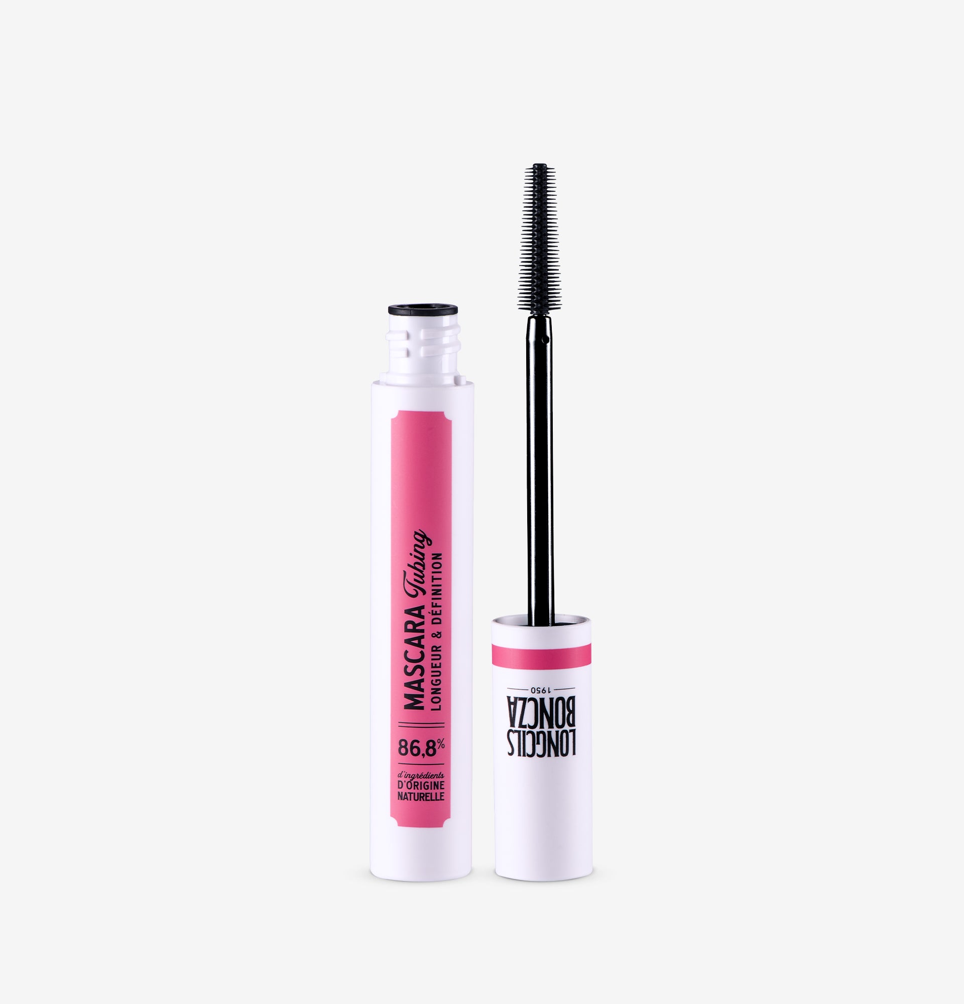 Mascara Tubing Longcils Boncza avec brosse multi-niveaux pour cils allongés et démaquillage facile, réf. 224000FA