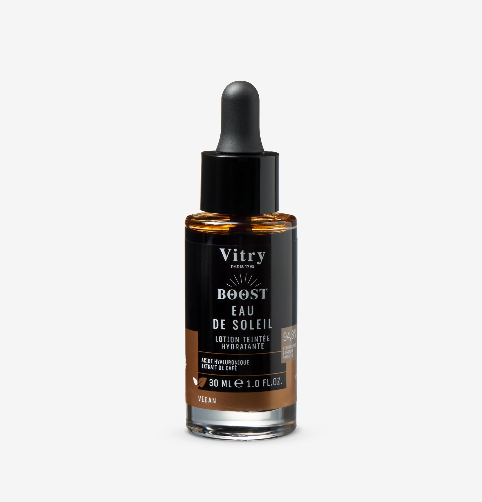 Lotion teintée hydratante Eau de Soleil VITRY flacon verre EAUSOLFA
