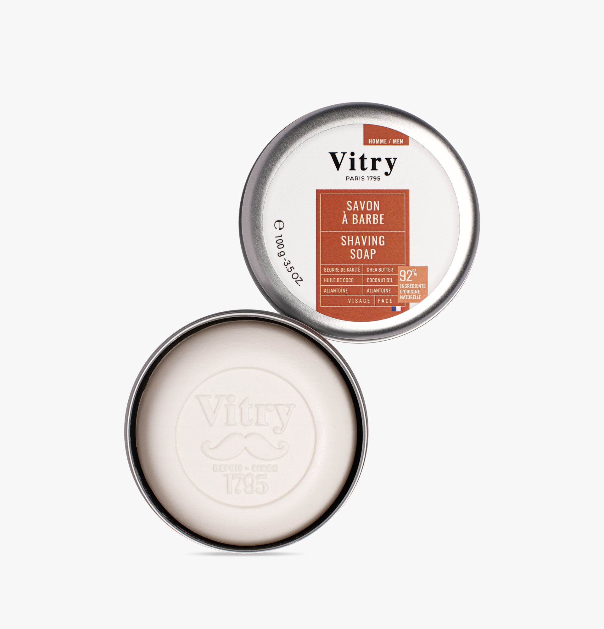 Savon à barbe VITRY dans sa boîte en aluminium - ref H2001