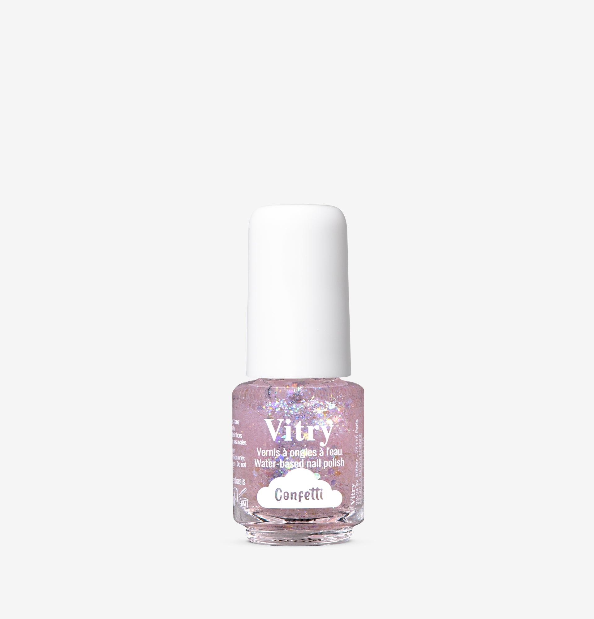 Flacon 4ml Vernis à l'Eau Confetti. Réf. VEAU011