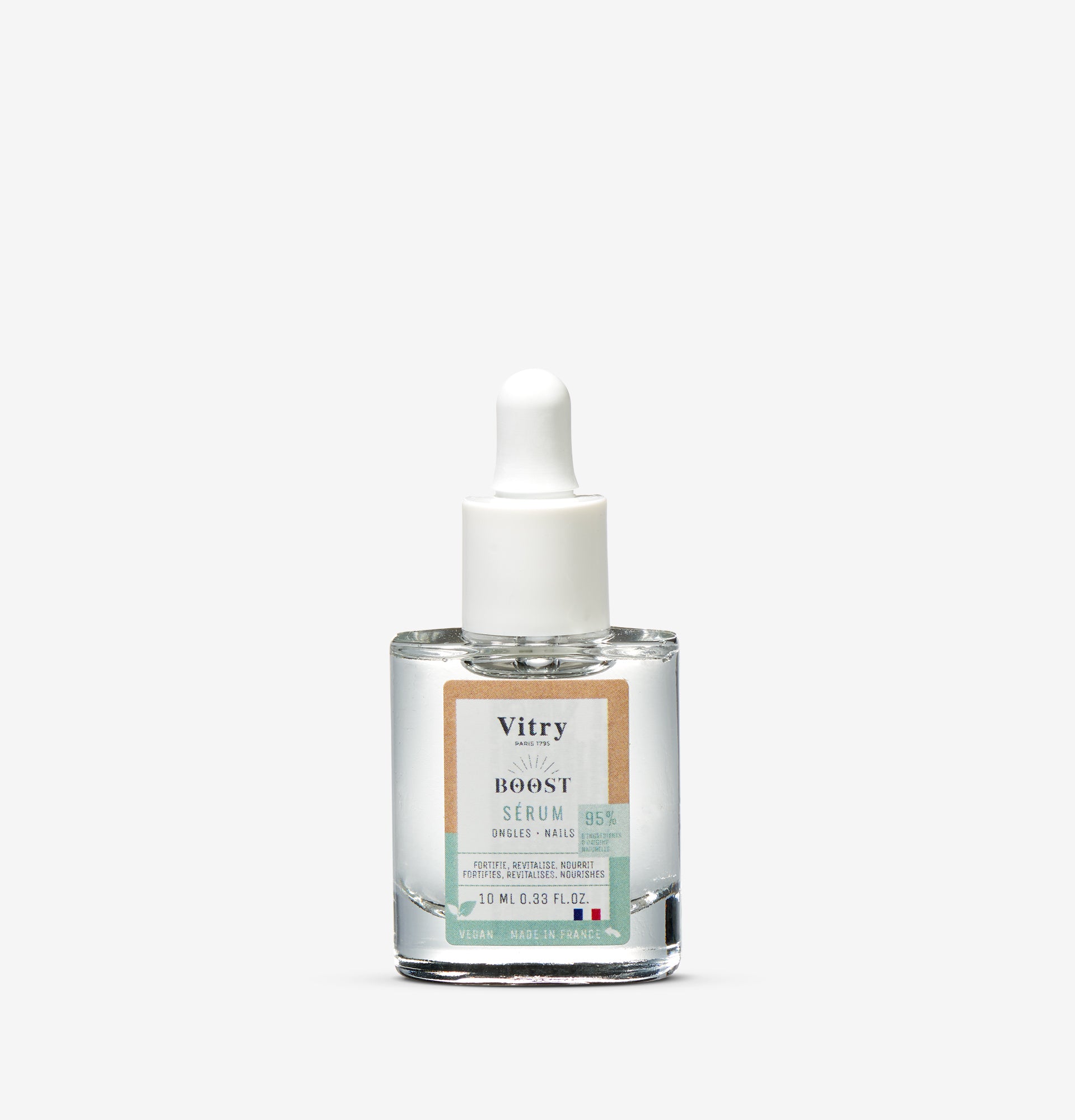 Flacon pipette Boost Sérum Ongles VITRY nourrissant et fortifiant vegan 95% naturel – réf. VNBOO