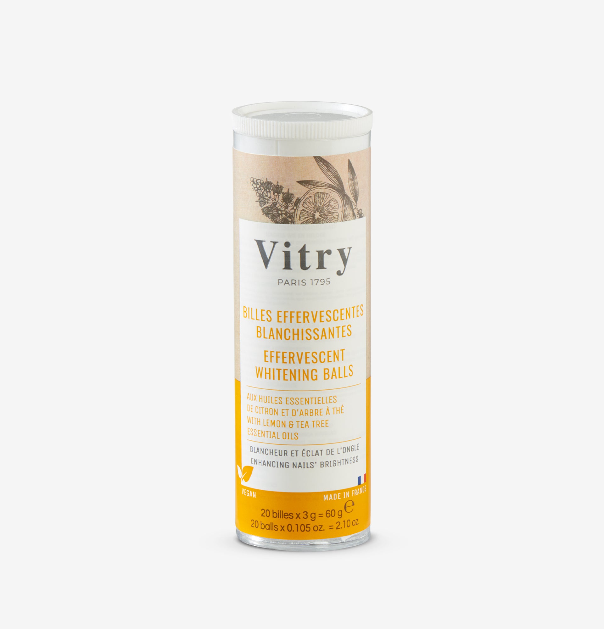 Pot de Billes Effervescentes Blanchissantes VITRY pour bain pétillant blanchissant et purifiant des ongles – réf. VSOGALET